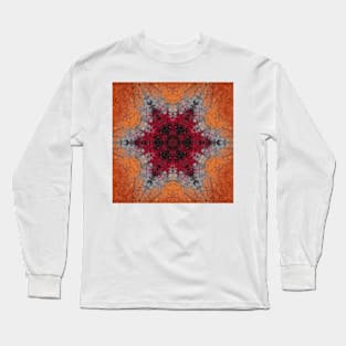 Digital Mandala Red Orange and Blue Long Sleeve T-Shirt